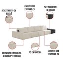 Ver imagem 3 de Sofá Ilha 4 Lugares Living 512cm Modulado Lary Bouclê Pu Pto K01 Cor Bege