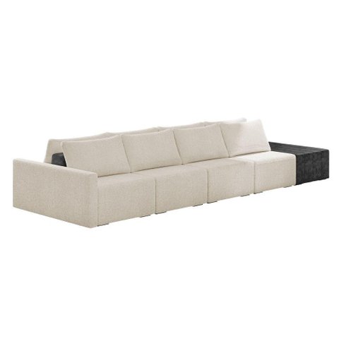 Sofá Ilha 4 Lugares Living 512cm Modulado Lary Bouclê Pu Pto K01 Cor Bege