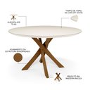 Ver imagem 3 de Mesa De Jantar 4 Lugares Tampo de Vidro Redonda Cora 120 cm M04 Off White - Lyam Lyam Decor
