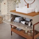 Ver imagem 4 de Gabinete para Banheiro 80cm Mdf Porta e Prateleira Cappuccino