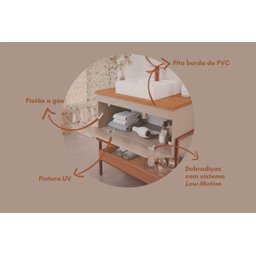 Gabinete para Banheiro 80cm Mdf Porta e Prateleira Cappuccino - 7