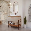 Ver imagem 2 de Gabinete para Banheiro 80cm Mdf Porta e Prateleira Cappuccino