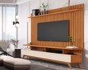 Ver imagem 1 de Painel Ripado Classic Sala Estar com Rack Vivare Wood - 2 Cores:nature/offwhite