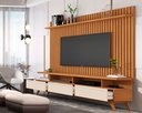 Ver imagem 3 de Painel Ripado Classic Sala Estar com Rack Vivare Wood - 2 Cores:nature/offwhite