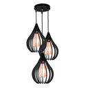 Ver imagem 1 de Kit Trio Pendente Chile, Luminária de Teto Cozinha e Sala, Lustre Gota Rústico em Madeira MDF (18x25