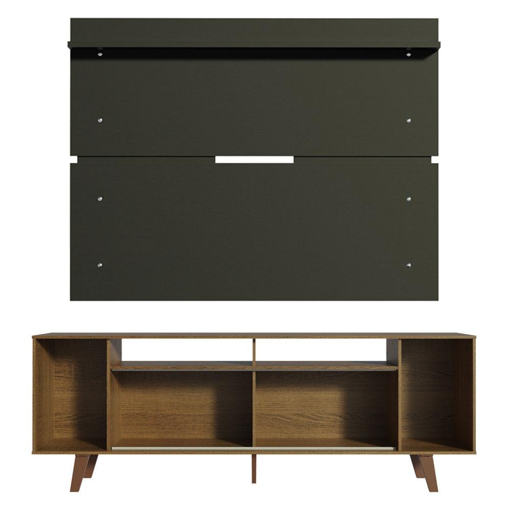 Rack Madesa Cancun com Pés e Painel para Tv até 65 Polegadas - Rustic/preto 7kd8 - 7