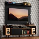 Ver imagem 1 de Rack Madesa Cancun com Pés e Painel para Tv até 65 Polegadas - Rustic/preto 7kd8