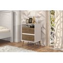 Ver imagem 1 de Mesa De Cabeceira Lotus Estilo Retrô Com Duas Gavetas Nicho E Pés Palitos – J&A MÓVEIS:Off White/Jeq