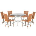 Ver imagem 1 de Mesa Ascoli 120 Cm com 6 Cadeiras Cannes de Alumínio, Pintura Fendi e Trama Tela de Corda Náutica