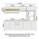 Ver imagem 4 de Armário de Cozinha Completa 100% Mdf 250 Cm Branco Smart Madesa 02