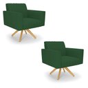Ver imagem 1 de Kit 2 Poltronas Giratória Viena Gomada Veludo Base de Madeira MA30 - D’Rossi Verde