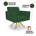 Ver imagem 6 de Kit 2 Poltronas Giratória Viena Gomada Veludo Base de Madeira MA30 - D’Rossi Verde