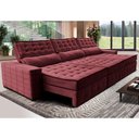 Ver imagem 1 de Sofá Retrátil e Reclinável 3,85m Cama inBox Big Puffer com SoftGel D40 Velupluma Vinho