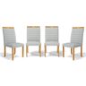 Kit com 4 Cadeiras Sara Madeira Maciça Estofadas para Mesa de Jantar Linho Cinza 407 - 1