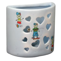 Arandela Artesanal Retrô Cerâmica Infantil Coracao Azul - 1