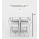 Ver imagem 2 de Conjunto Mesa Branca 4 Cadeiras Pequena Estofado Vermelho Industrial Dourado Don Castro Decor