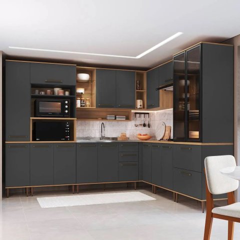 Cozinha Modulada Completa de Canto 10 Peças Linha Isabelle IS0030 Delmarco