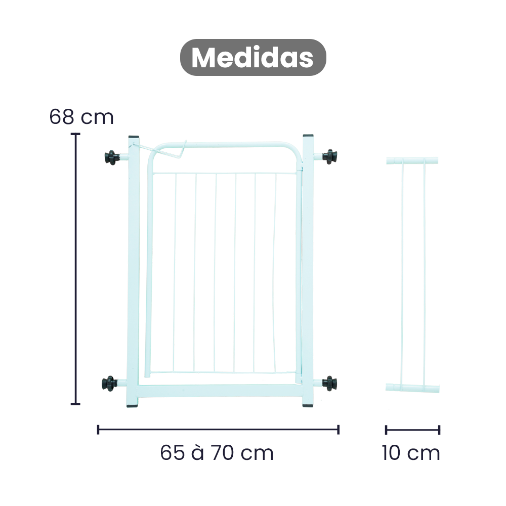 Portão Segurança Pet Grade Proteção 68cm Cães Bebês Gudim Portão Pet - 3