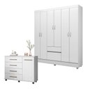 Ver imagem 1 de Cômoda Flora e Guarda Roupa Casal Flash 2 Branco Flex - Demóbile