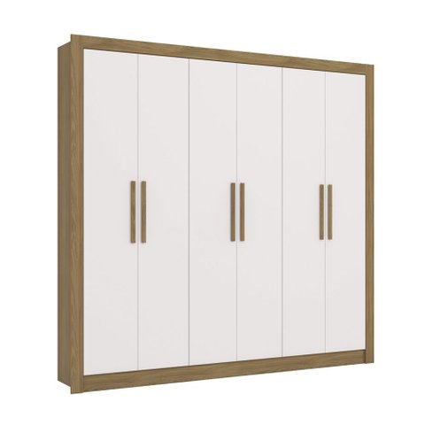 Guarda Roupa Casal 6 Portas 2 Gavetas 232cm M569 Kappesberg - Nogueira/branco