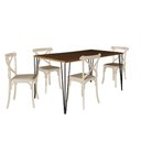 Ver imagem 5 de Jogo de Mesa Elen Retangular Tampo de Madeira 140x80cm Amêndoa com 4 Cadeiras Katrina Off White