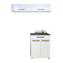 Ver imagem 2 de Lavanderia Modulada Magé 2 Armários Aéreos e Balcão Branco Kaiki Móveis
