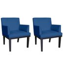 Ver imagem 1 de Kit 2 Poltronas Decorativa Vitória Suede Azul Marinho Pés Madeira Ms Decor