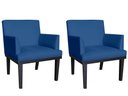 Ver imagem 1 de Kit 2 Poltronas Decorativa Vitória Suede Azul Marinho Pés Madeira Ms Decor