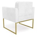 Ver imagem 4 de Kit 1 Sofá Namoradeira e 1 Poltrona Elisa Corano Base Metálica Industrial Dourado - D'Rossi Branco