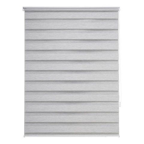 Persiana Zebra 160x160 Cinza Linho Rolo Dupla Decorativa