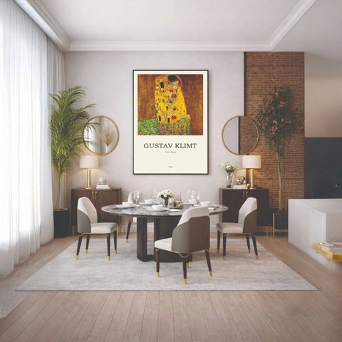 Quadro Canvas Gustav Klimt The Kiss 40x30cm Mold Branca