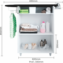 Tabua de Passar Roupa com Espuma 80cm e Armário Multiuso - 3