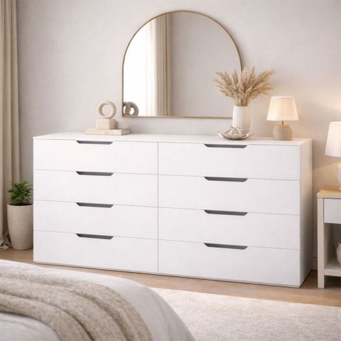 Cômoda Madri 8 Gavetas Branco - Politorno