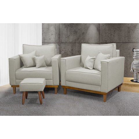 Kit 2 Poltronas Beny - Linho Bege