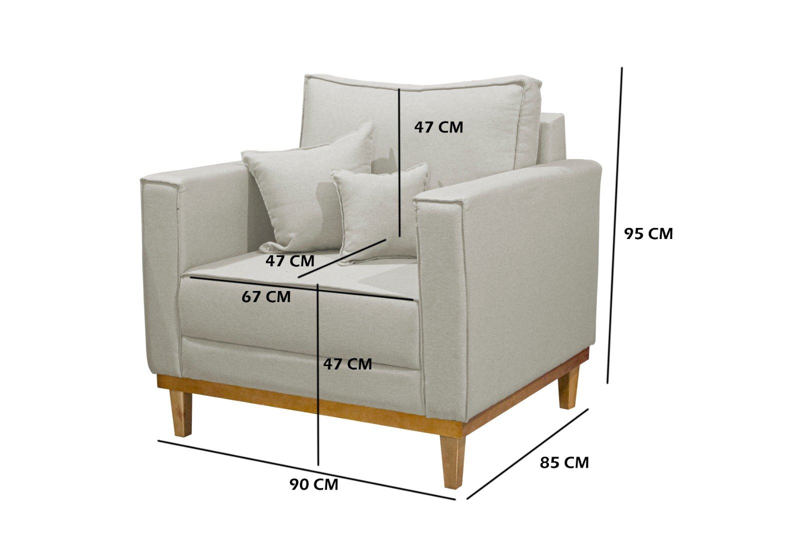 Kit 2 Poltronas Beny - Linho Bege - 5