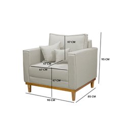 Kit 2 Poltronas Beny - Linho Bege - 5