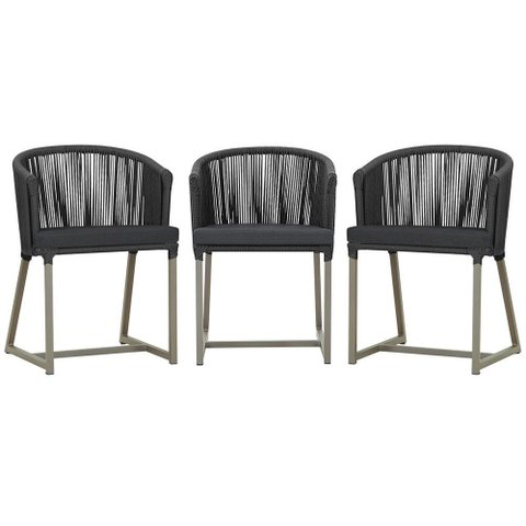 3 Cadeiras de Jantar Área Noronha em Alumínio com Pintura Fendi Corda Náutica E11 Trama Original