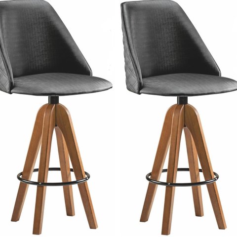 Conjunto 2 Banquetas Tecido Único 2240 Bg Base 2 Colm Adhara Marrom/Amêndoa/Preto