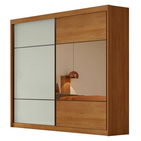 Guarda Roupa Casal Belmonte 2 Portas 8 Gavetas com Espelho Cinamomo Fendi - Novo Horizonte