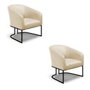Ver imagem 1 de Kit 2 Poltronas Stella Corino Bege Base Industrial Preto - D’Rossi