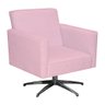 Poltrona Decorativa Jade Base Giratória de Alumínio Para Escritório Linho Rosa - 1