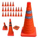 Ver imagem 1 de Cone Retratil Sinalizador Viario Kit 21 Uni Baliza Portatil Estrada Segurança Dobravel Obra Flexivel