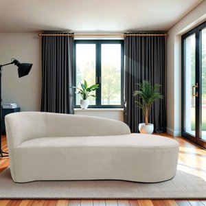 Recamier Curvo Orgânico 140cm 2 Lugares Lado Direito para Sala de Estar em Linho Paris