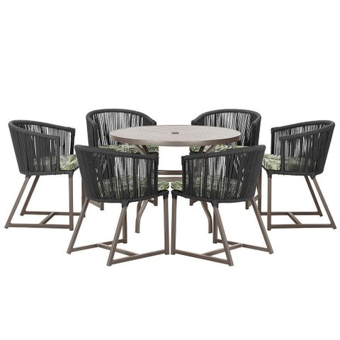 Mesa e 6 Cadeiras e Noronha Marrom E5 Trama Original Preto