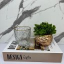 Ver imagem 4 de Livro decorativo Design + vaso rose gold + castiçal de vidro