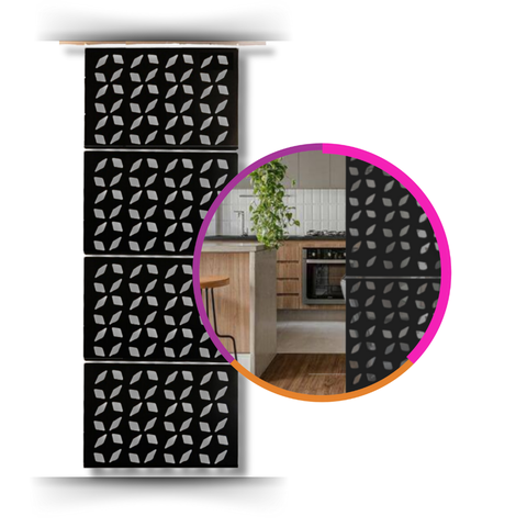 Painel Biombo Divisória de Ambiente Decorativo 80x2,86m Fixo - Vazado - Preto