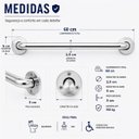Ver imagem 3 de 04 Barras de Apoio 60cm Aço Inoxidável Polido Barra de Apoio para Box Banheiro Idoso Premium