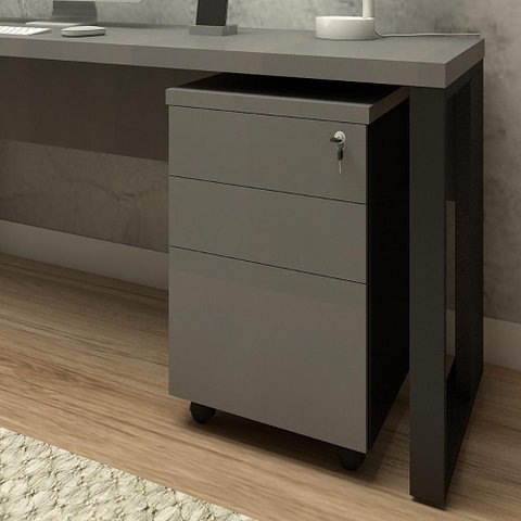 Gaveteiro Móvel P/ Escritório 3 Gavetas e Chave Alto Padrão