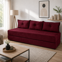 Ver imagem 2 de Sofá Cama 3EM1 em Tecido Suede com Almofadas - Sofá que Vira Cama Multifuncional :Vermelho
