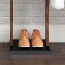 Ver imagem 2 de Cabideiro Mancebo para Roupas com 4 Ganchos e 2 Prateleiras: Preto com Nogal